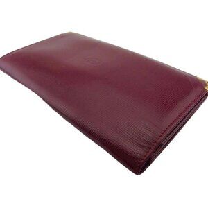 CARTIER Bifold Wallet Bordeaux gold Women Authentic secondhand